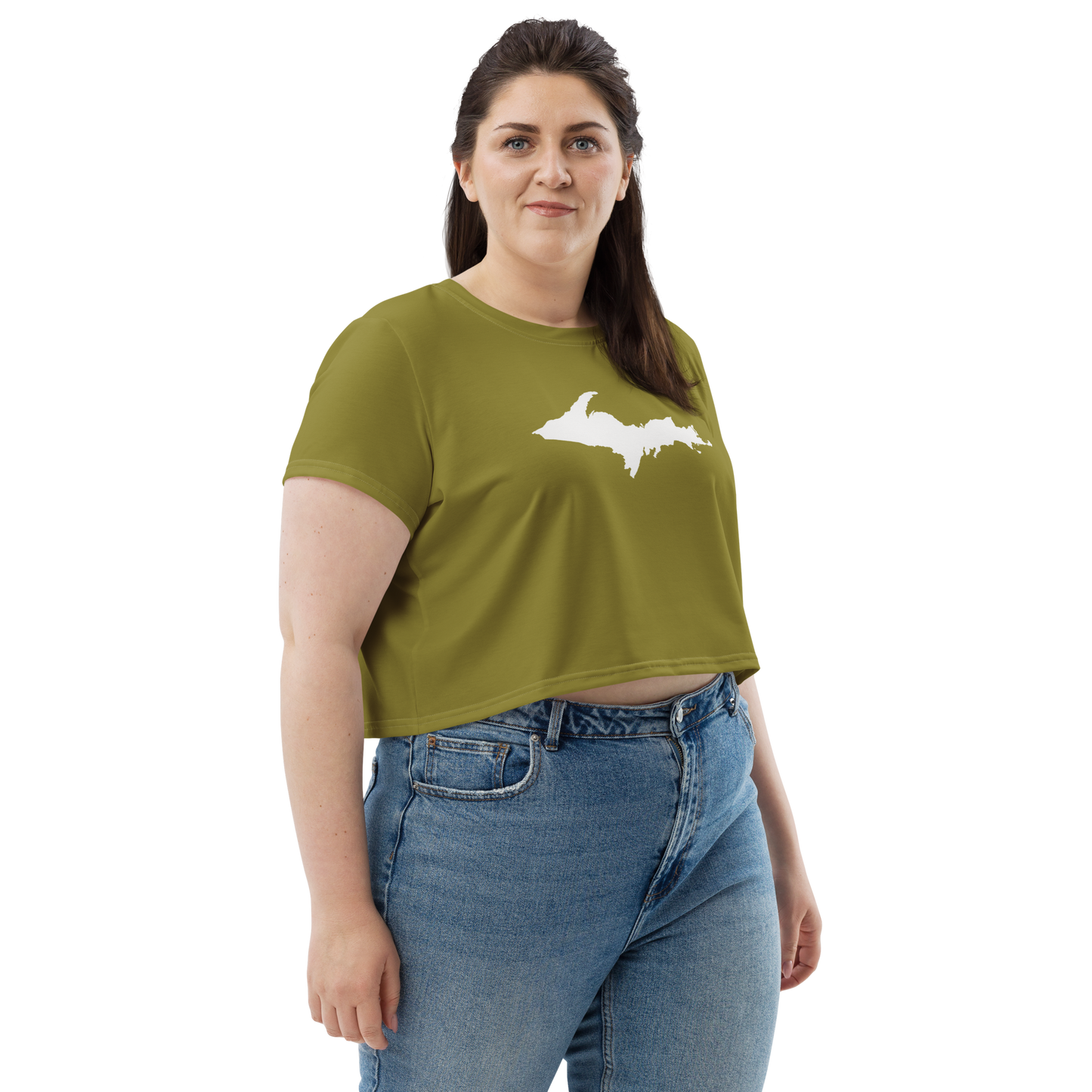 Michigan Upper Peninsula Crop Top (w/ UP Outline) | Sporty - Scrub Gold