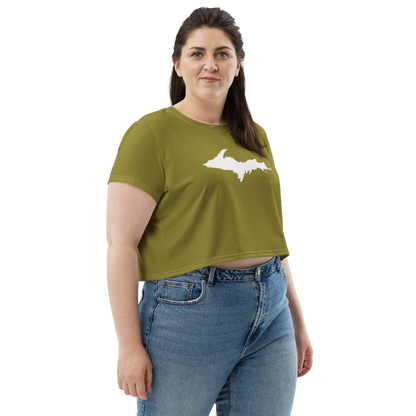 Michigan Upper Peninsula Crop Top (w/ UP Outline) | Sporty - Scrub Gold