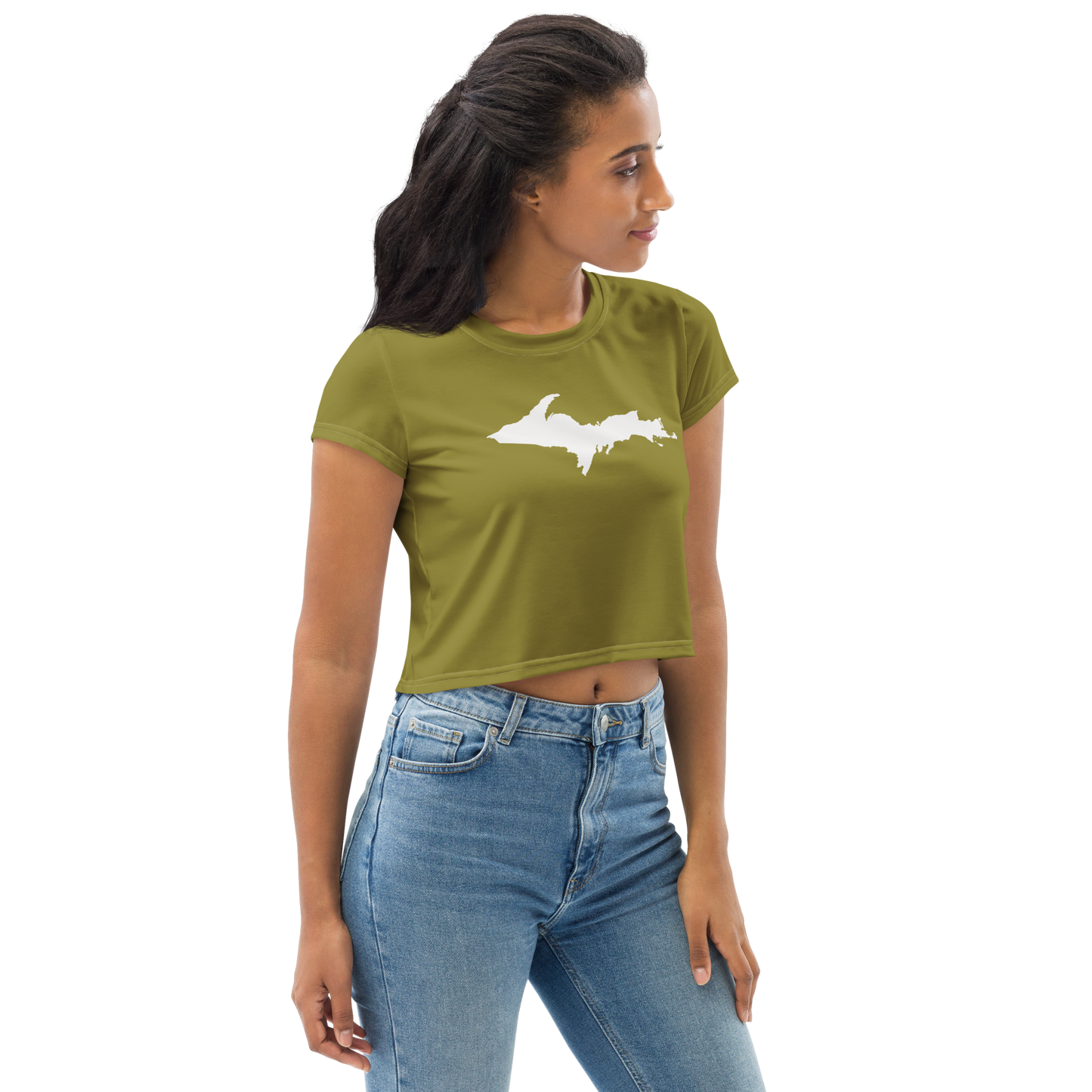 Michigan Upper Peninsula Crop Top (w/ UP Outline) | Sporty - Scrub Gold