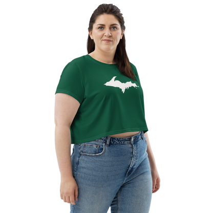 Michigan Upper Peninsula Crop Top (w/ UP Outline) | Sporty - Superior Green