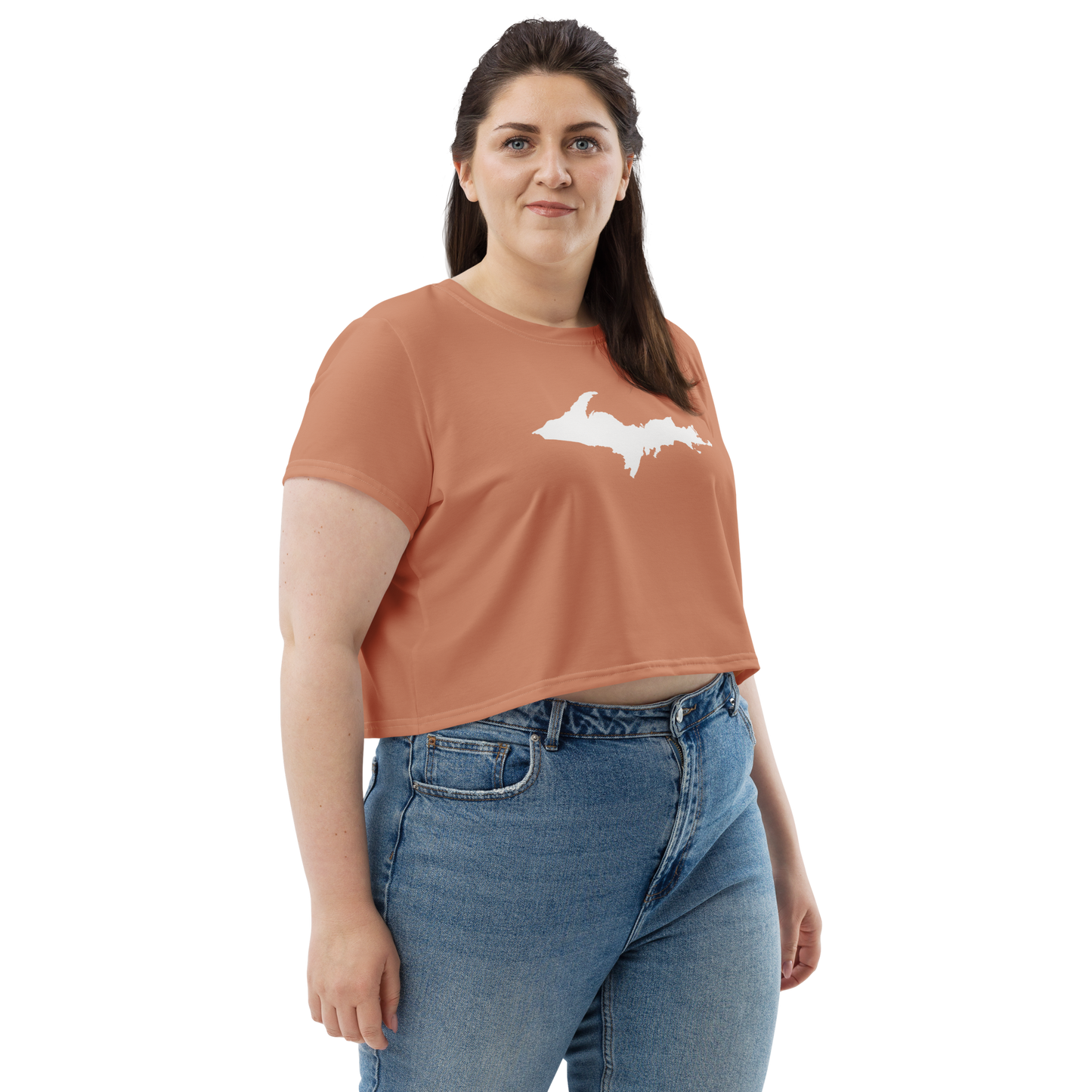 Michigan Upper Peninsula Crop Top (w/ UP Outline) | Sporty - Copper Color