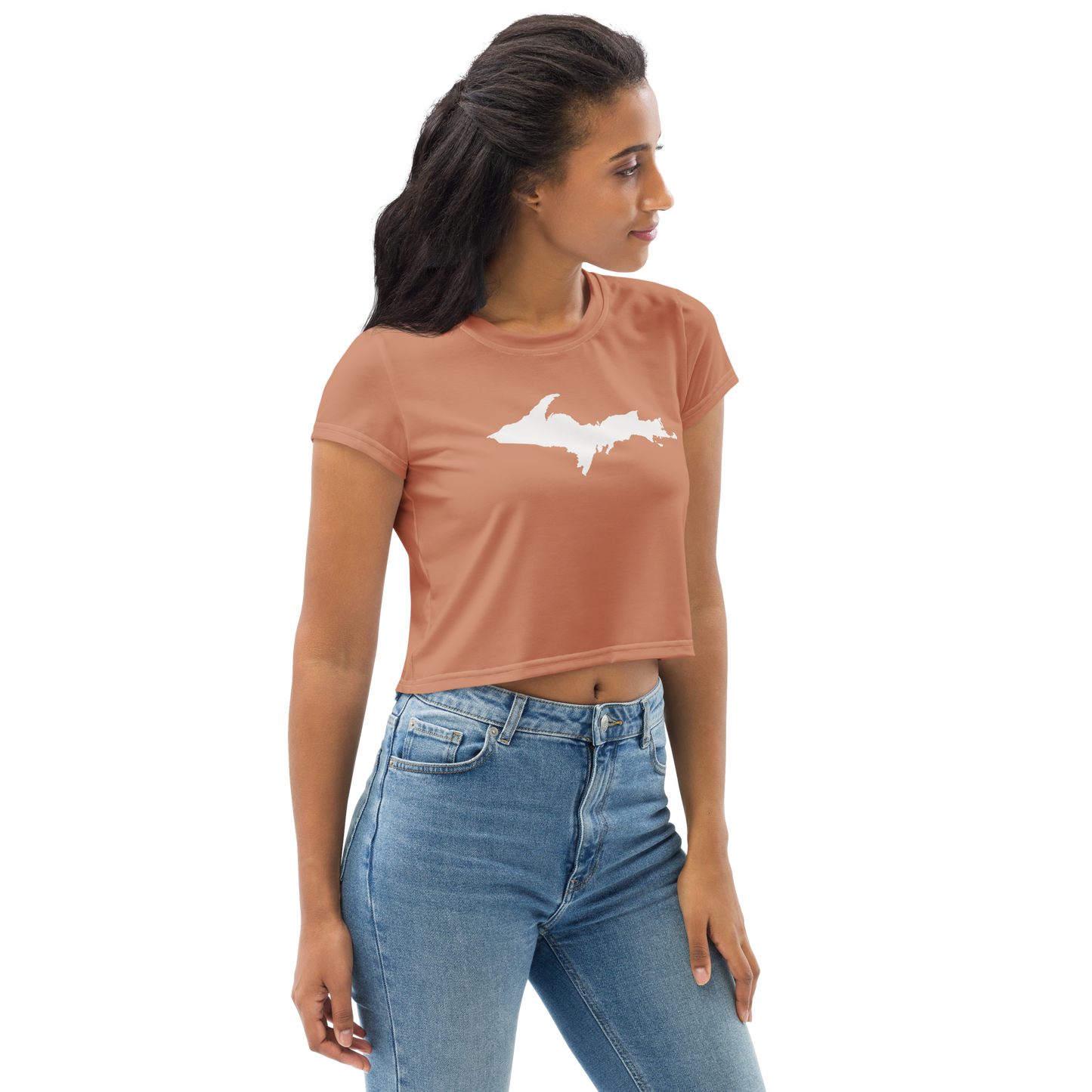 Michigan Upper Peninsula Crop Top (w/ UP Outline) | Sporty - Copper Color