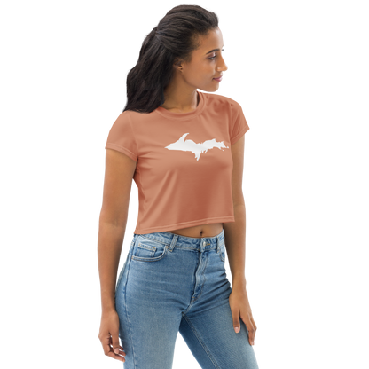 Michigan Upper Peninsula Crop Top (w/ UP Outline) | Sporty - Copper Color