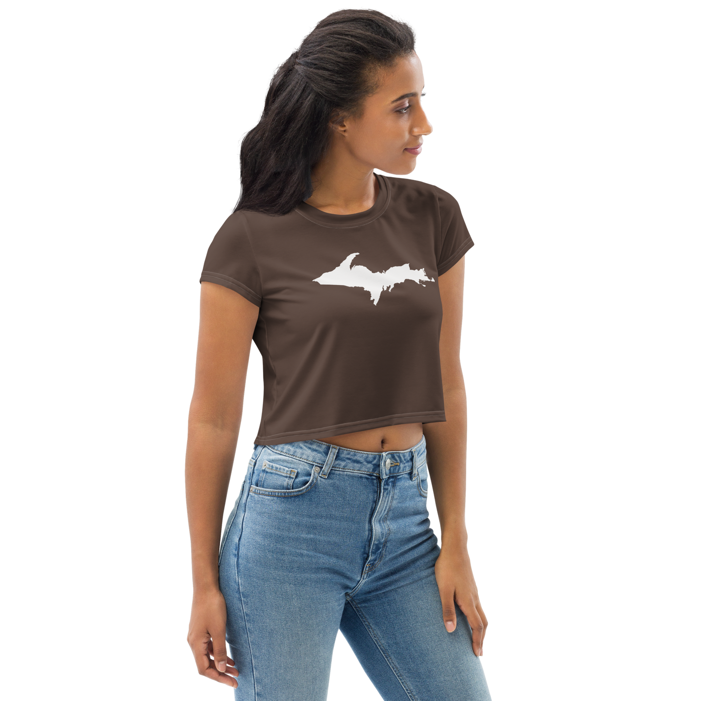 Michigan Upper Peninsula Crop Top (w/ UP Outline) | Sporty - Warren Tank Grey