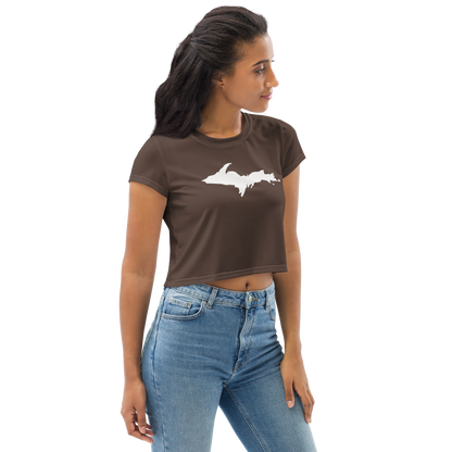 Michigan Upper Peninsula Crop Top (w/ UP Outline) | Sporty - Warren Tank Grey