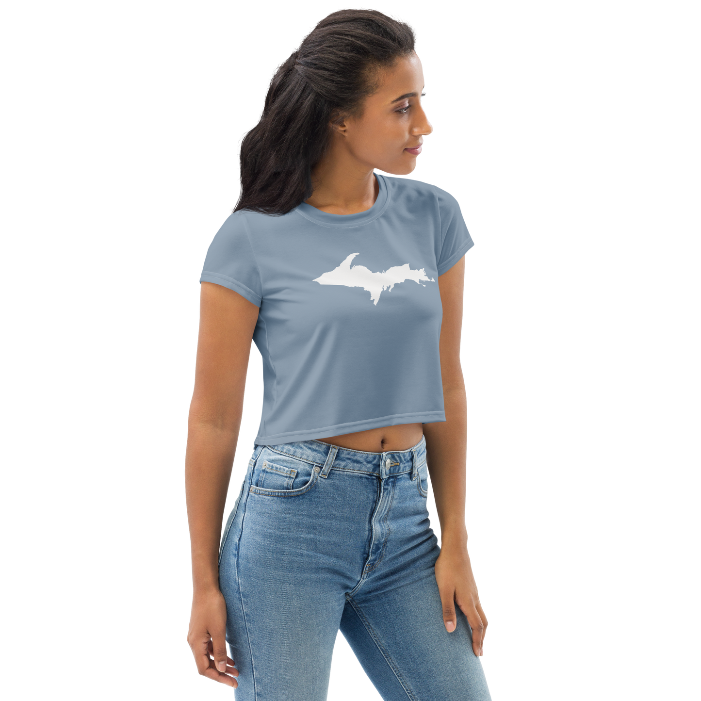 Michigan Upper Peninsula Crop Top (w/ UP Outline) | Sporty - B-24 Grey