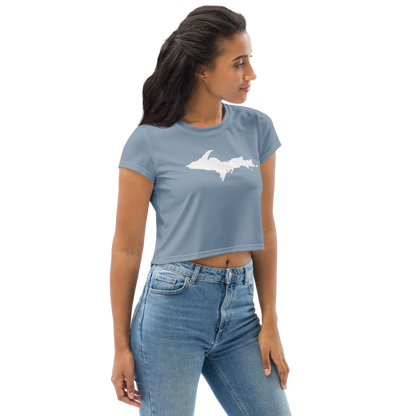 Michigan Upper Peninsula Crop Top (w/ UP Outline) | Sporty - B-24 Grey