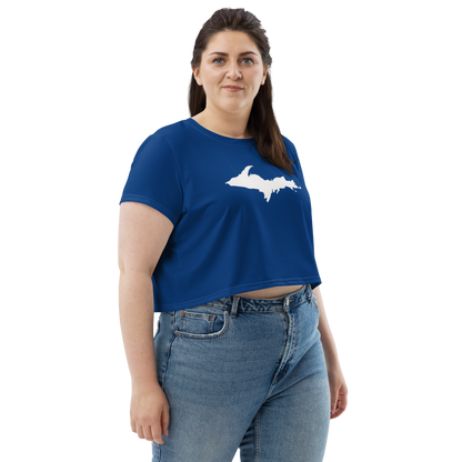 Michigan Upper Peninsula Crop Top (w/ UP Outline) | Sporty - Dearborn Blue