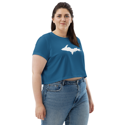 Michigan Upper Peninsula Crop Top (w/ UP Outline) | Sporty - Blueberry