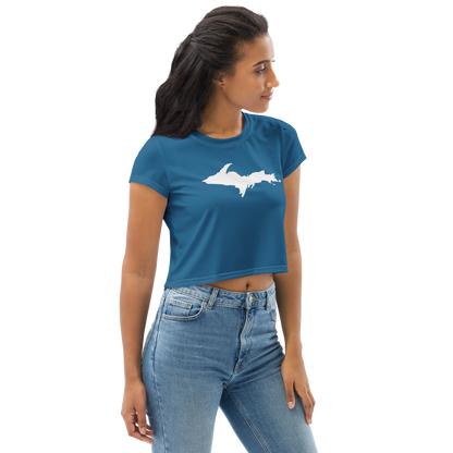 Michigan Upper Peninsula Crop Top (w/ UP Outline) | Sporty - Blueberry