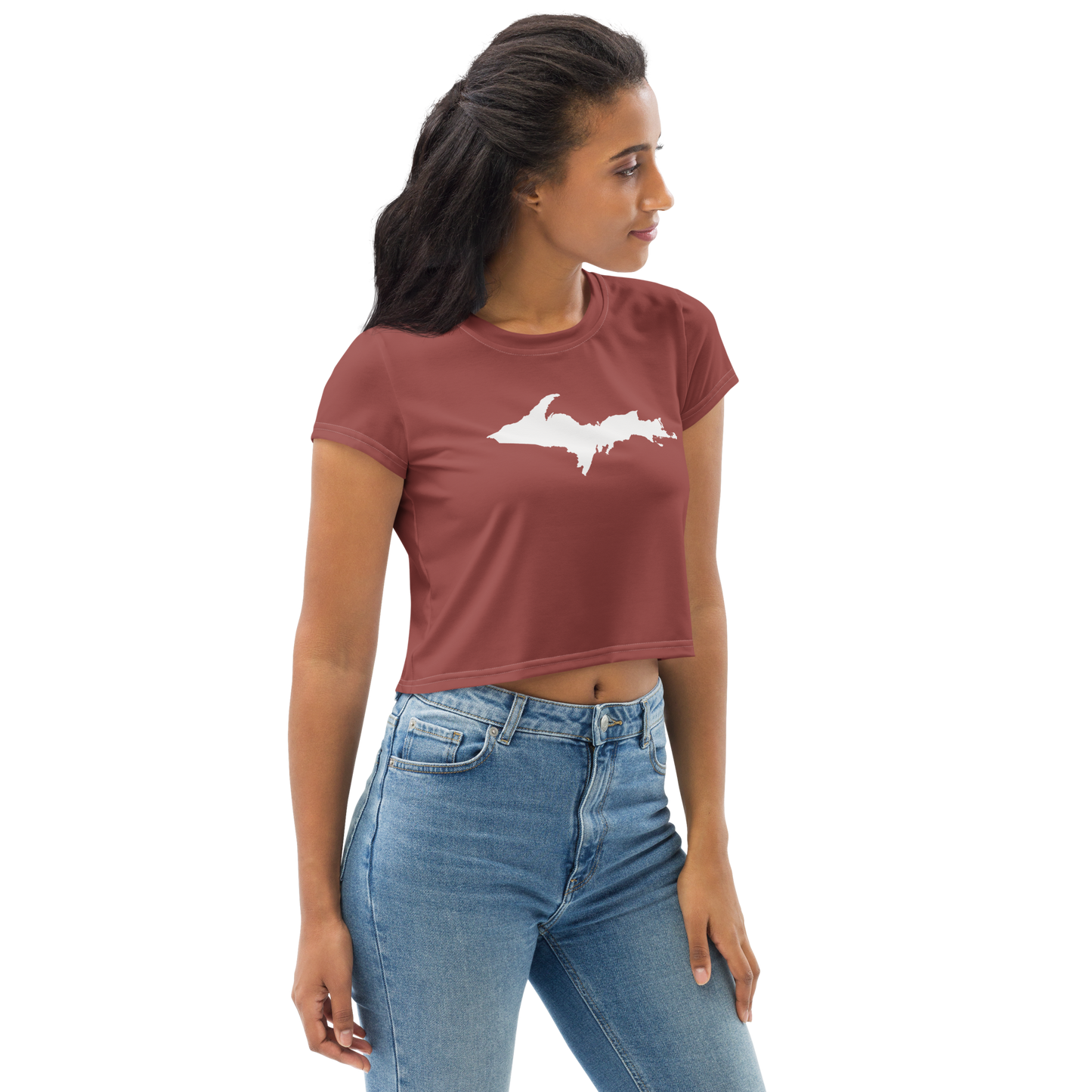 Michigan Upper Peninsula Crop Top (w/ UP Outline) | Sporty - Ore Dock Red