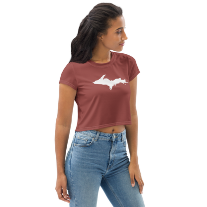 Michigan Upper Peninsula Crop Top (w/ UP Outline) | Sporty - Ore Dock Red