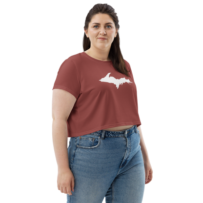 Michigan Upper Peninsula Crop Top (w/ UP Outline) | Sporty - Ore Dock Red