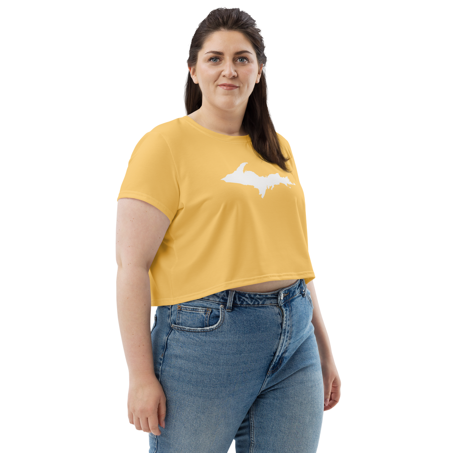 Michigan Upper Peninsula Crop Top (w/ UP Outline) | Sporty - Citrine