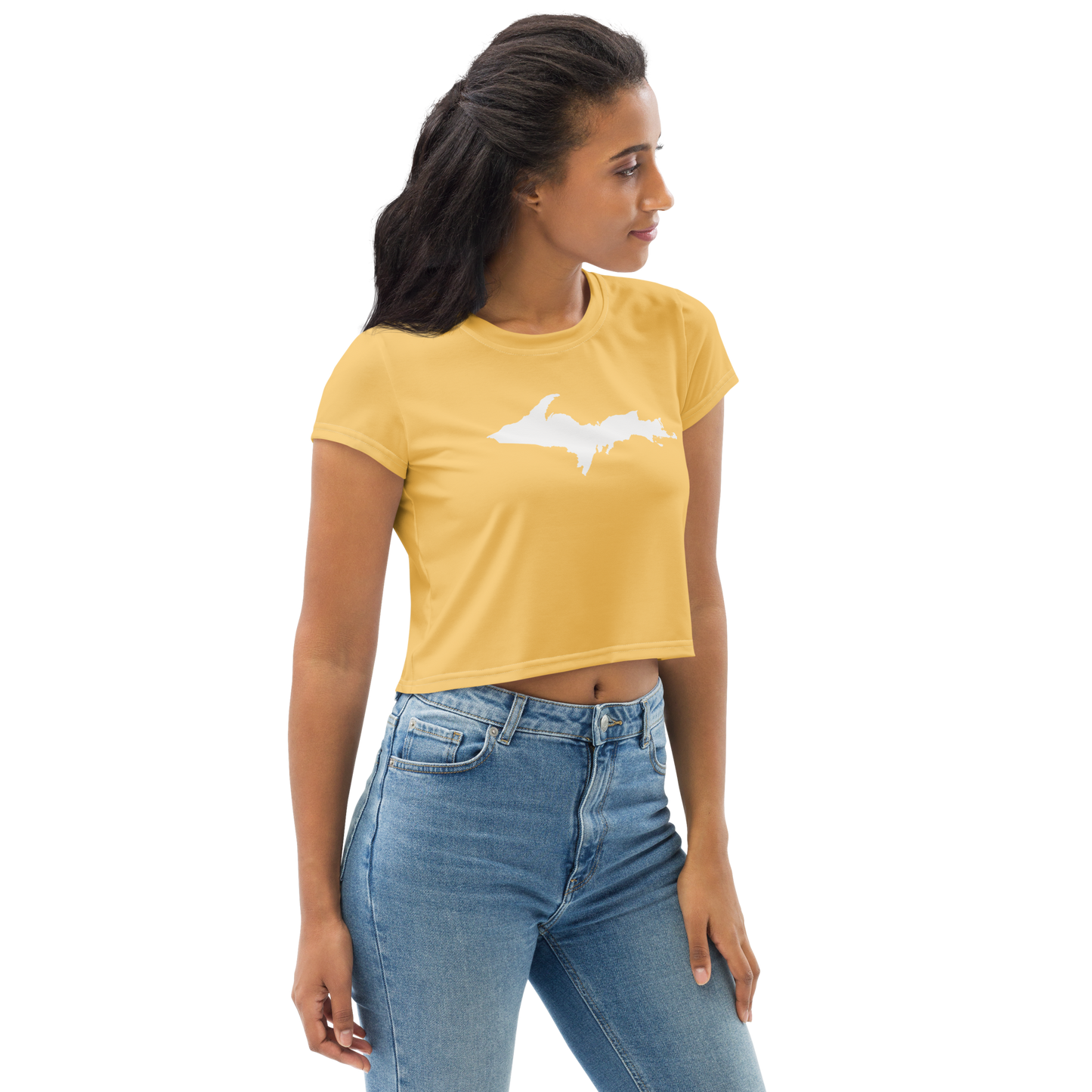 Michigan Upper Peninsula Crop Top (w/ UP Outline) | Sporty - Citrine