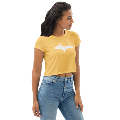 Michigan Upper Peninsula Crop Top (w/ UP Outline) | Sporty - Citrine