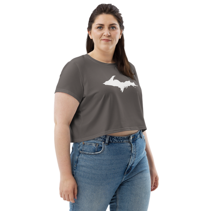 Michigan Upper Peninsula Crop Top (w/ UP Outline) | Sporty - Warren Tank Grey