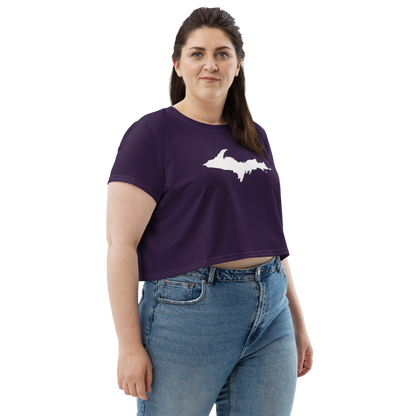 Michigan Upper Peninsula Crop Top (w/ UP Outline) | Sporty - Blackcurrant