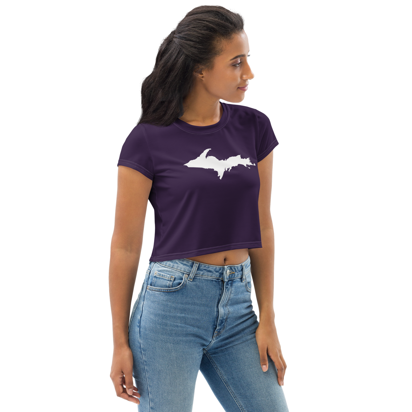 Michigan Upper Peninsula Crop Top (w/ UP Outline) | Sporty - Blackcurrant