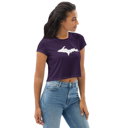 Michigan Upper Peninsula Crop Top (w/ UP Outline) | Sporty - Blackcurrant