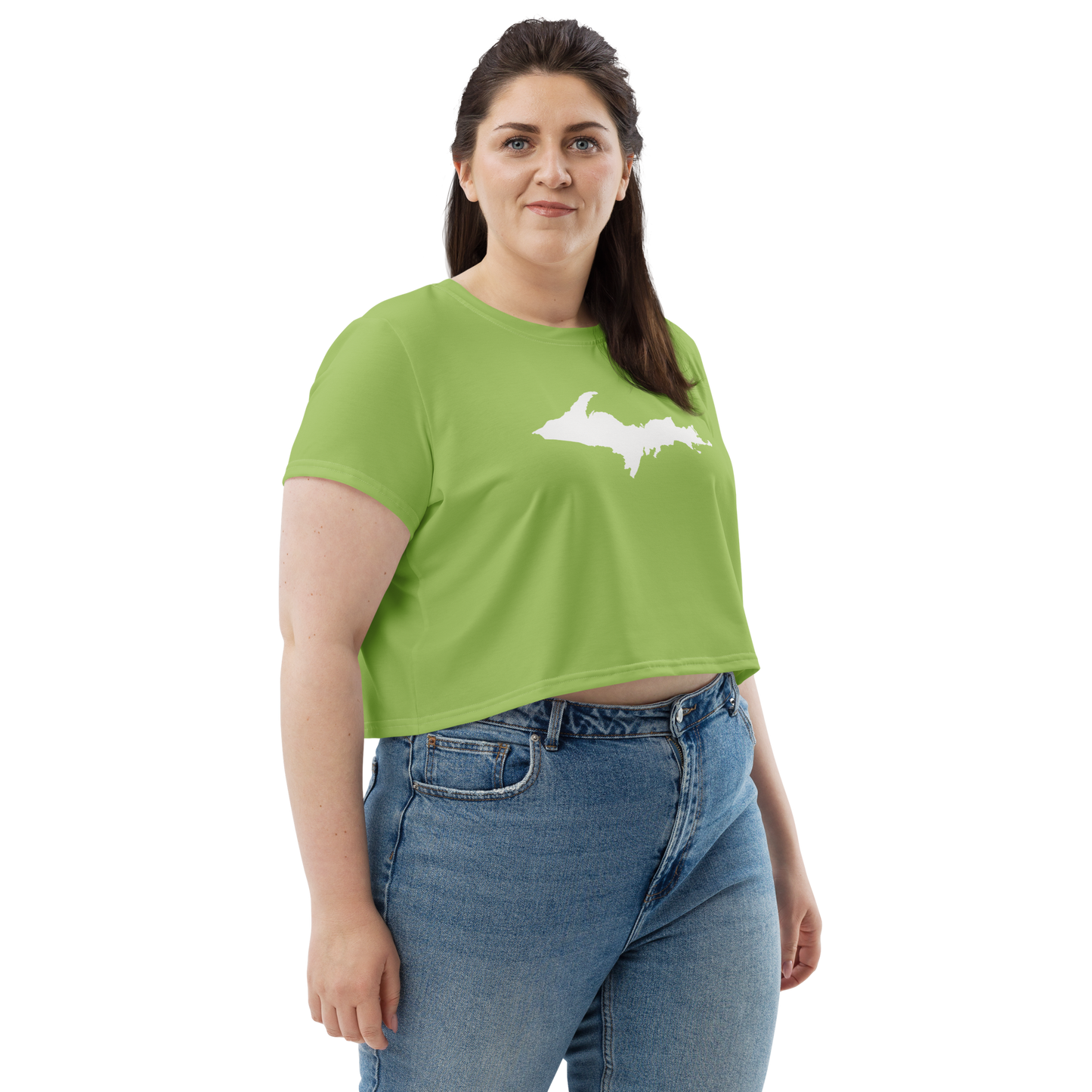 Michigan Upper Peninsula Crop Top (w/ UP Outline) | Sporty - Gooseberry Green