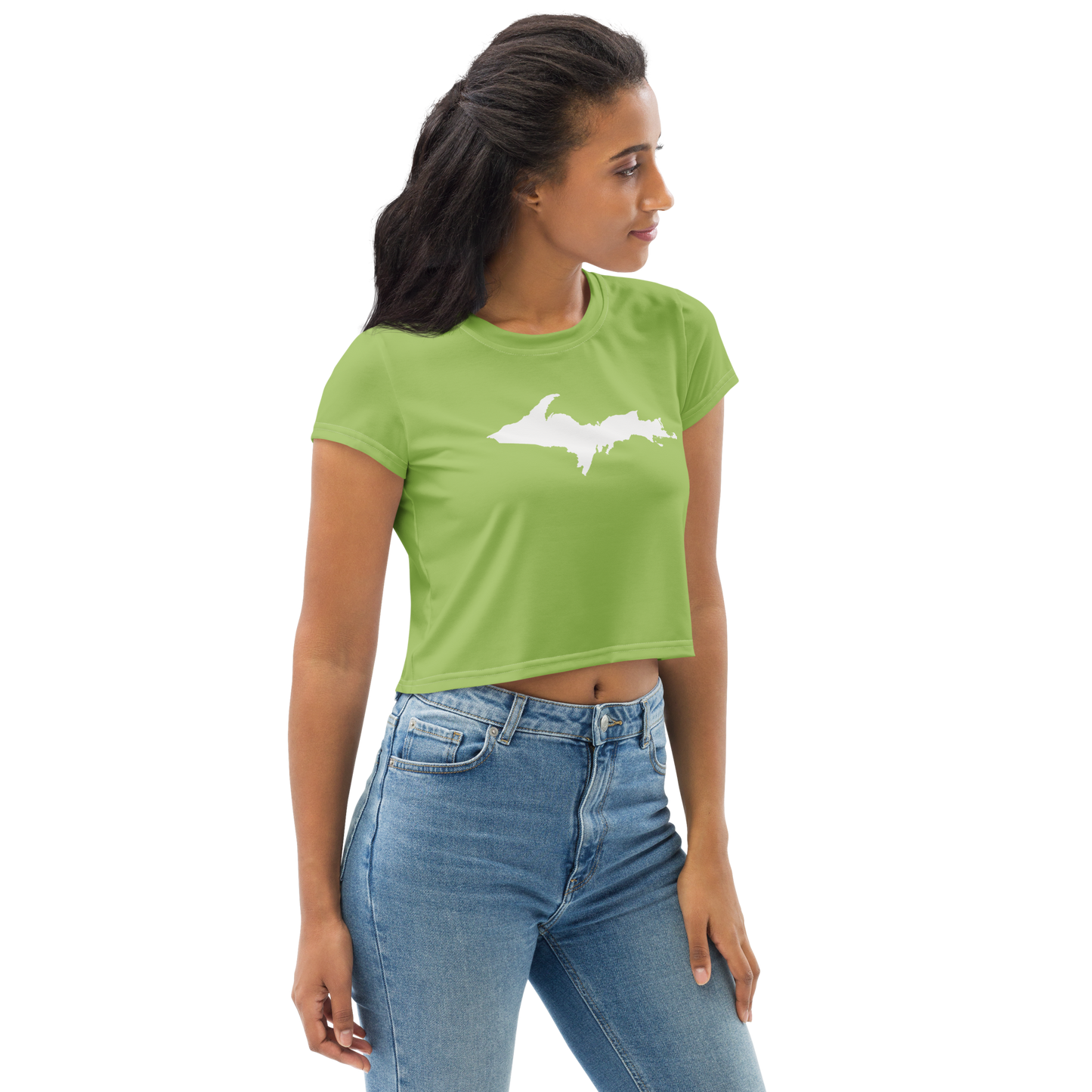 Michigan Upper Peninsula Crop Top (w/ UP Outline) | Sporty - Gooseberry Green