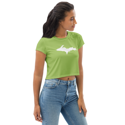 Michigan Upper Peninsula Crop Top (w/ UP Outline) | Sporty - Gooseberry Green