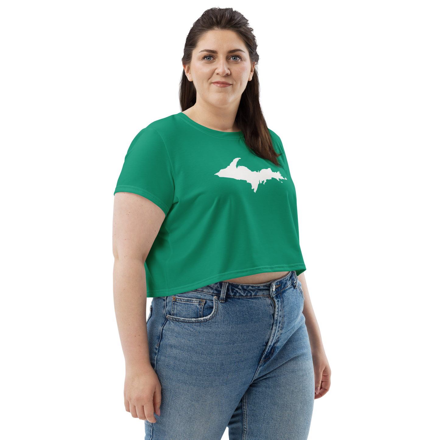 Michigan Upper Peninsula Crop Top (w/ UP Outline) | Sporty - Emerald Green