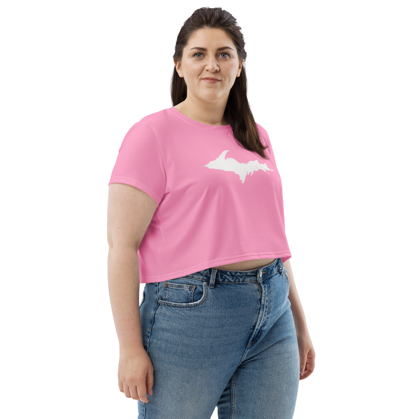 Michigan Upper Peninsula Crop Top (w/ UP Outline) | Sporty - '67 Caddie Pink