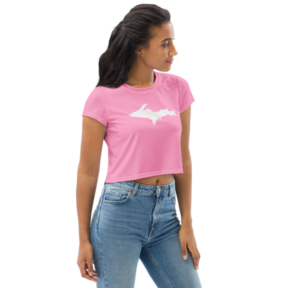 Michigan Upper Peninsula Crop Top (w/ UP Outline) | Sporty - '67 Caddie Pink