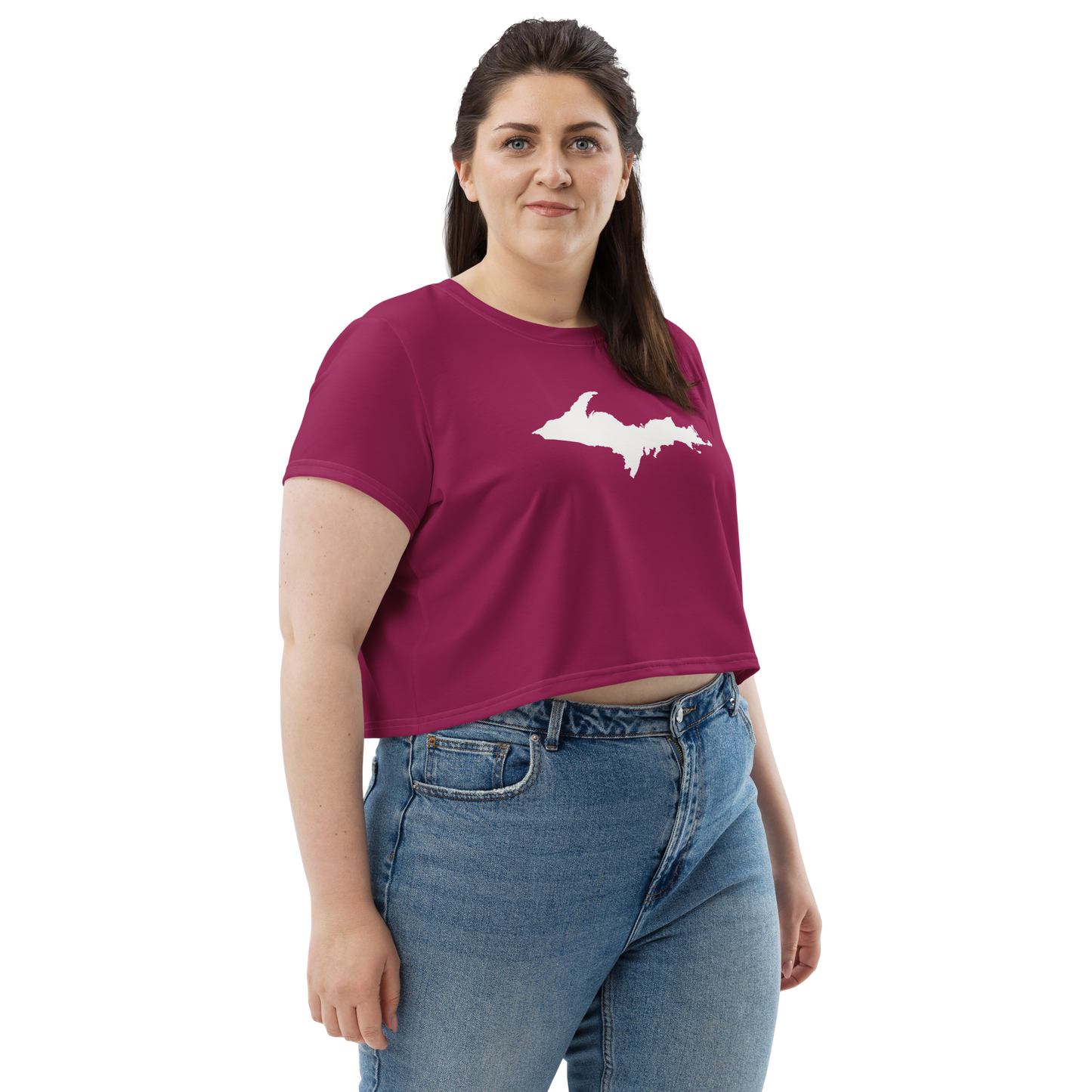 Michigan Upper Peninsula Crop Top (w/ UP Outline) | Sporty - Ruby Red