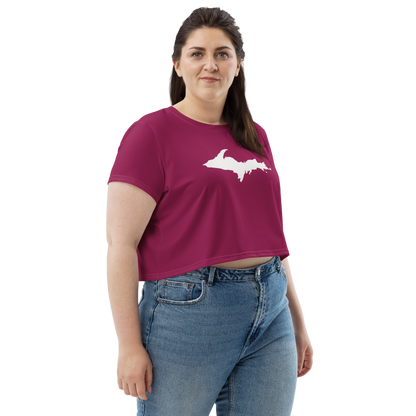 Michigan Upper Peninsula Crop Top (w/ UP Outline) | Sporty - Ruby Red