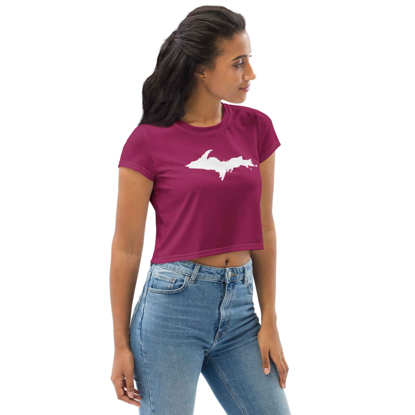 Michigan Upper Peninsula Crop Top (w/ UP Outline) | Sporty - Ruby Red