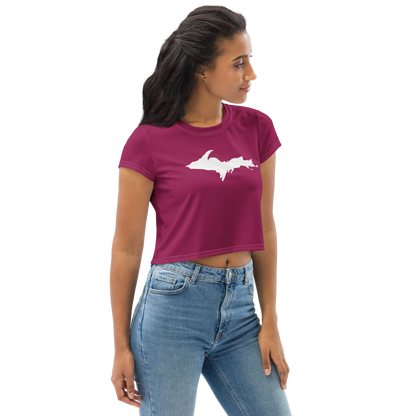 Michigan Upper Peninsula Crop Top (w/ UP Outline) | Sporty - Ruby Red