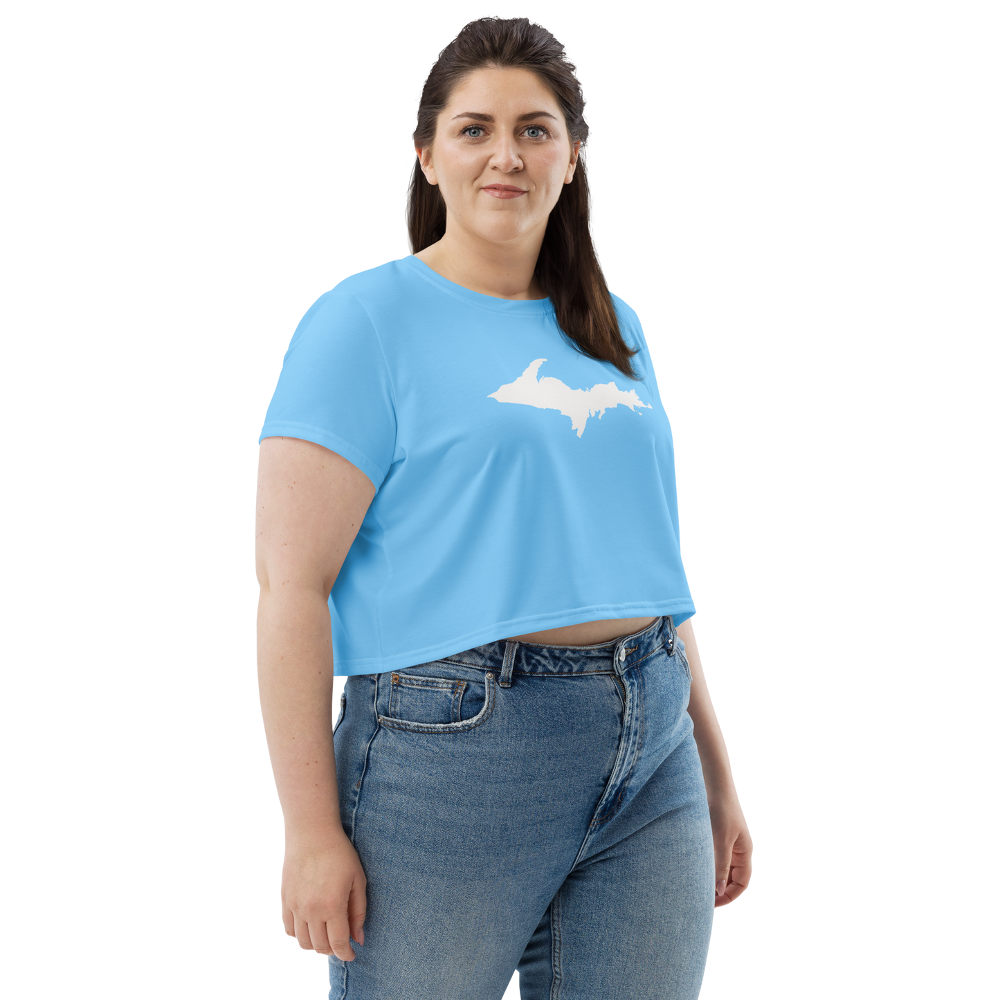 Michigan Upper Peninsula Crop Top (w/ UP Outline) | Sporty - DTW Blue