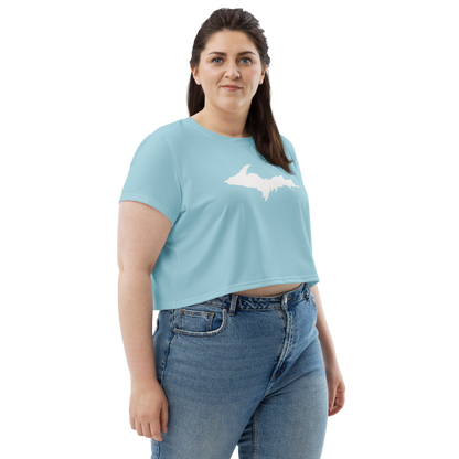 Michigan Upper Peninsula Crop Top (w/ UP Outline) | Sporty - '58 Caddie Blue