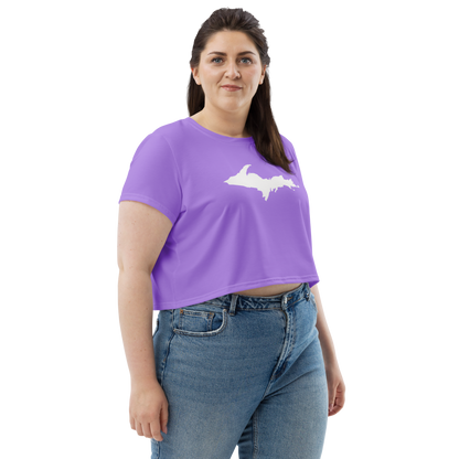 Michigan Upper Peninsula Crop Top (w/ UP Outline) | Sporty - Lavender