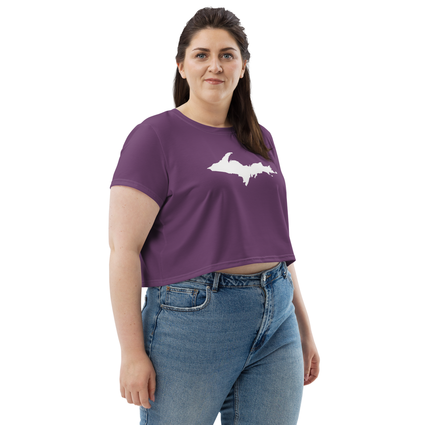 Michigan Upper Peninsula Crop Top (w/ UP Outline) | Sporty - Plum