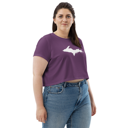 Michigan Upper Peninsula Crop Top (w/ UP Outline) | Sporty - Plum