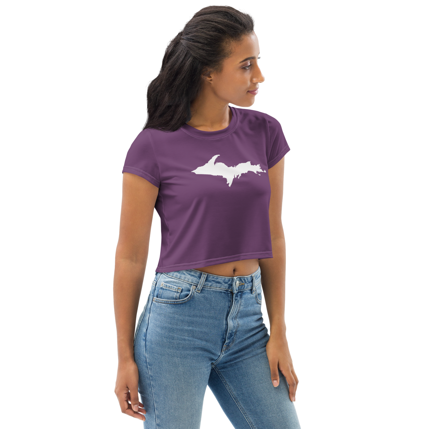 Michigan Upper Peninsula Crop Top (w/ UP Outline) | Sporty - Plum