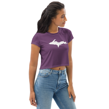 Michigan Upper Peninsula Crop Top (w/ UP Outline) | Sporty - Plum