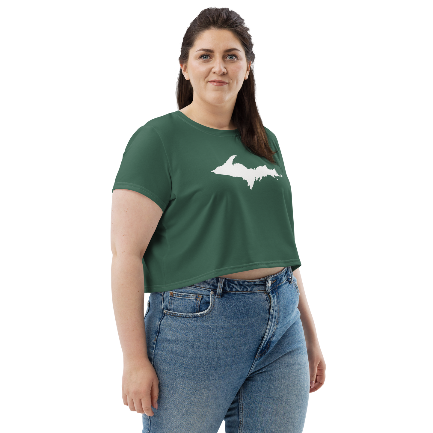 Michigan Upper Peninsula Crop Top (w/ UP Outline) | Sporty - Ginger Ale Green