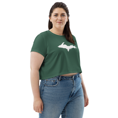 Michigan Upper Peninsula Crop Top (w/ UP Outline) | Sporty - Ginger Ale Green