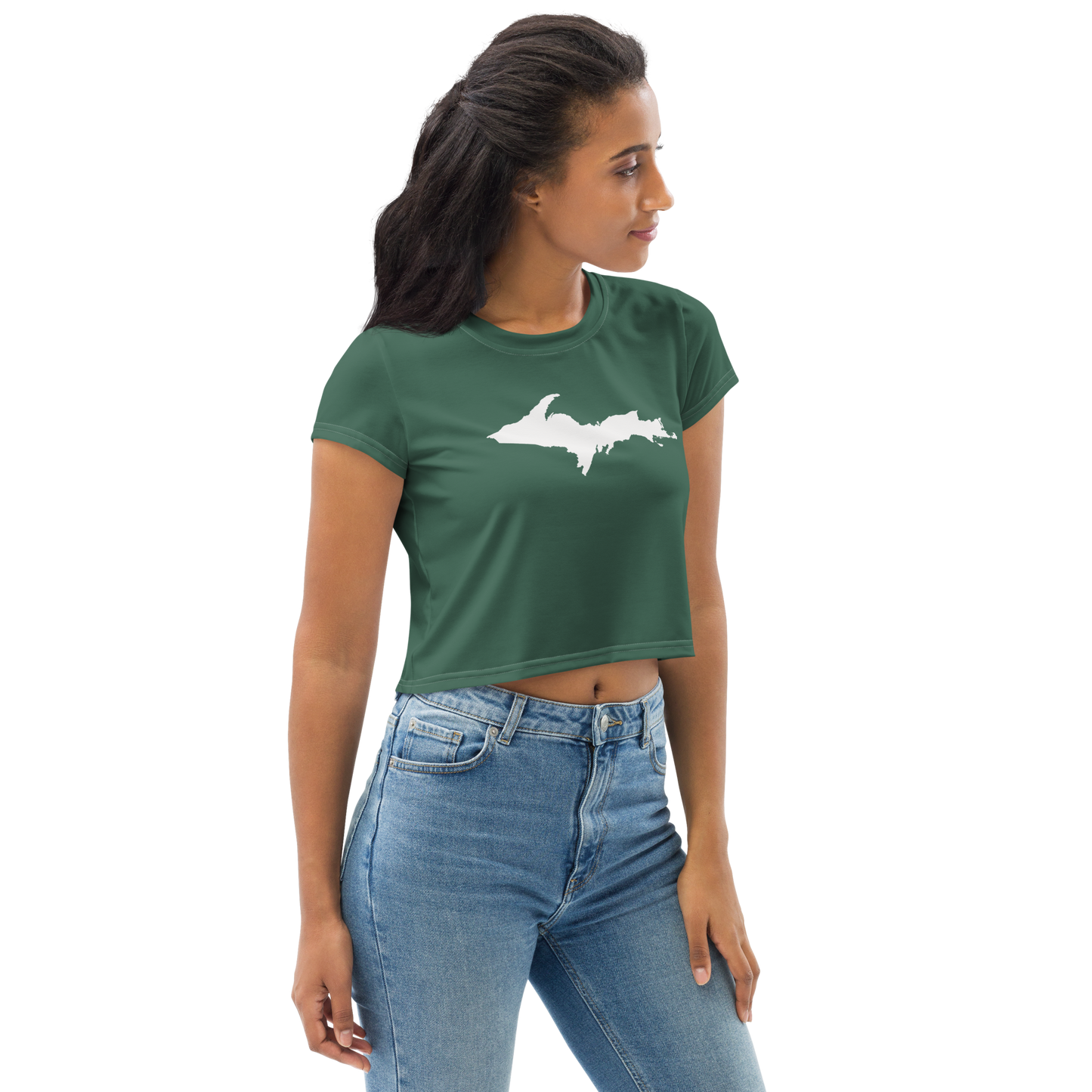 Michigan Upper Peninsula Crop Top (w/ UP Outline) | Sporty - Ginger Ale Green