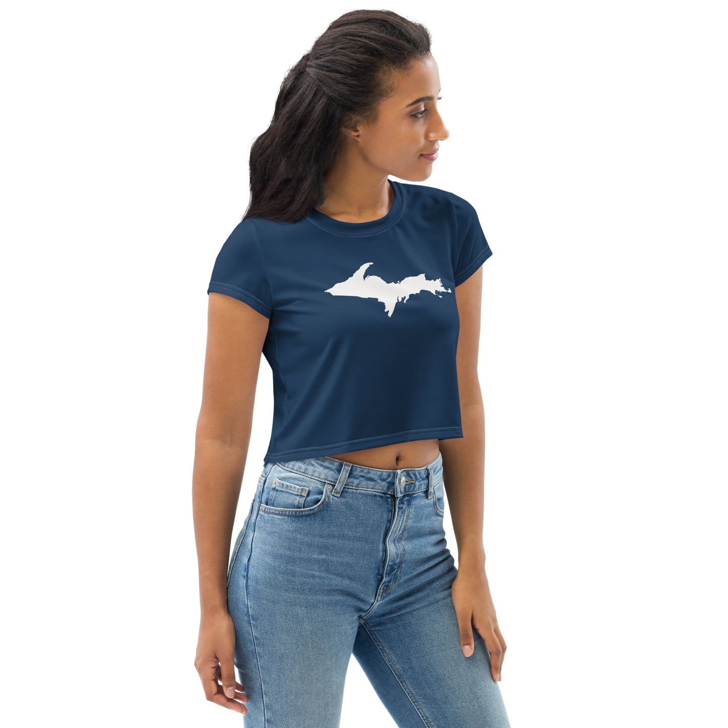 Michigan Upper Peninsula Crop Top (w/ UP Outline) | Sporty - Navy