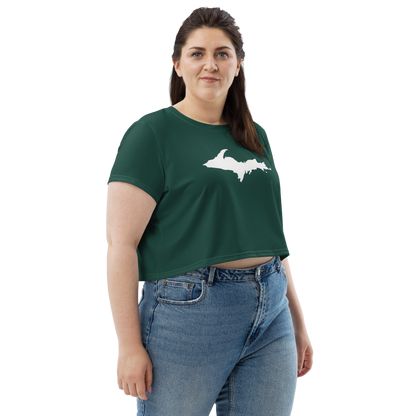 Michigan Upper Peninsula Crop Top (w/ UP Outline) | Sporty - Laconic Green