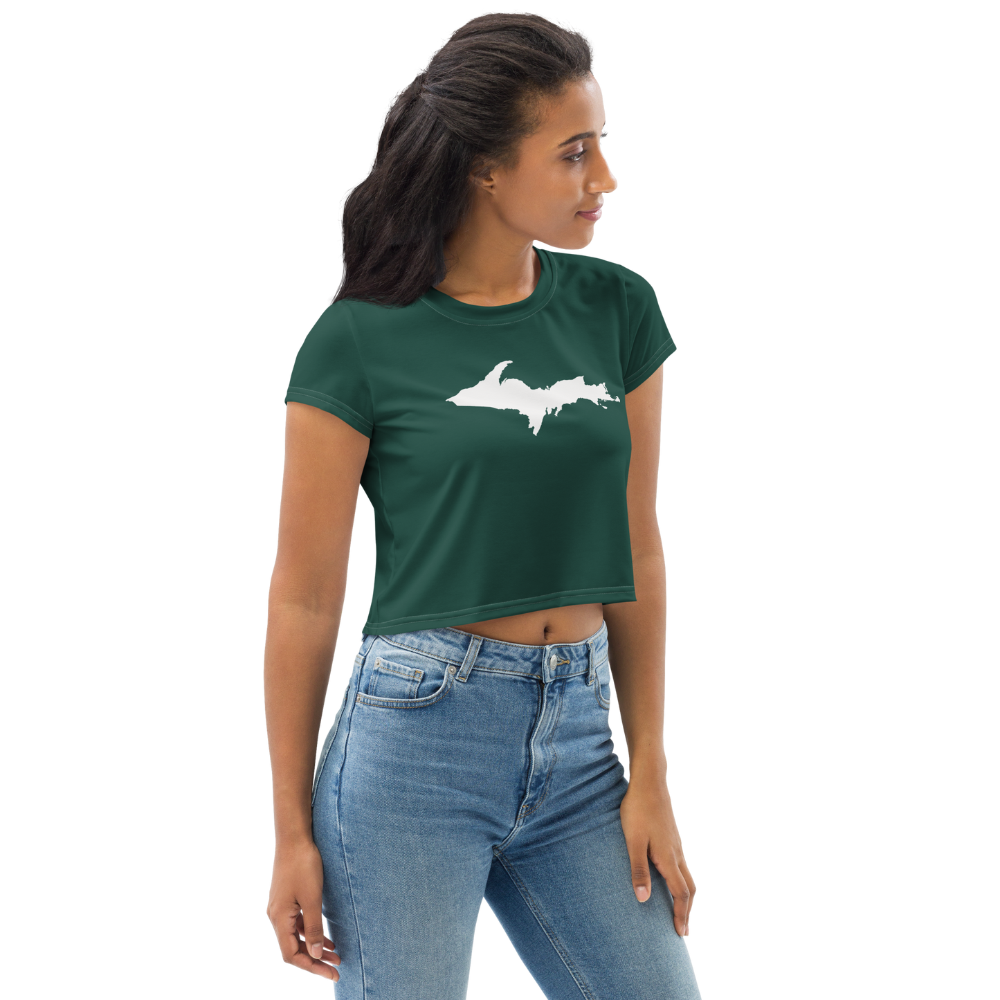 Michigan Upper Peninsula Crop Top (w/ UP Outline) | Sporty - Laconic Green