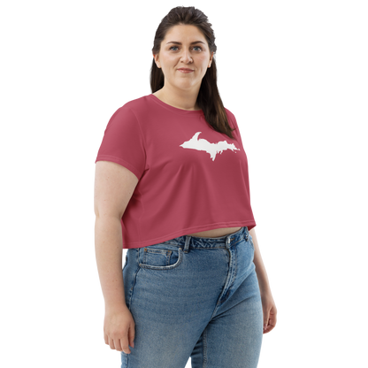 Michigan Upper Peninsula Crop Top (w/ UP Outline) | Sporty - Popstar Pink