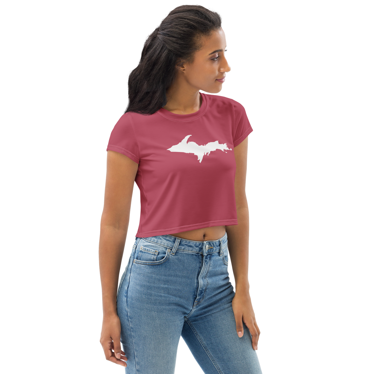 Michigan Upper Peninsula Crop Top (w/ UP Outline) | Sporty - Popstar Pink