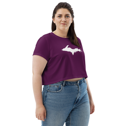 Michigan Upper Peninsula Crop Top (w/ UP Outline) | Sporty - Tyrian Purple